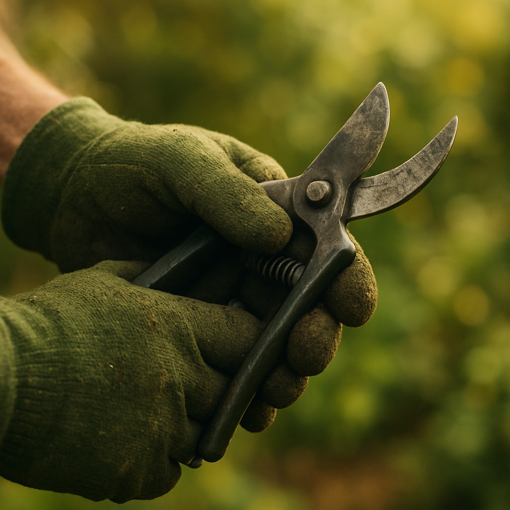 Stefan Groß mit Gartenhandschuhen bei der Arbeit